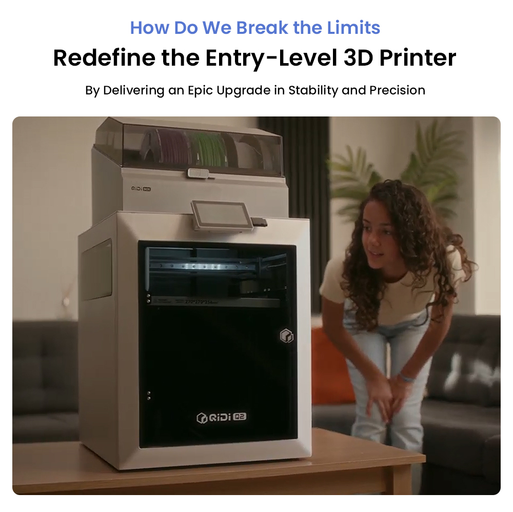 QIDI Q2C 3D Printer, 600mm/s Speed, 370°C All-Metal Hotend, Multi-Material Printing, 270×270×256mm Build Volume, CoreXY System, Auto Leveling & PEI Magnetic Plate