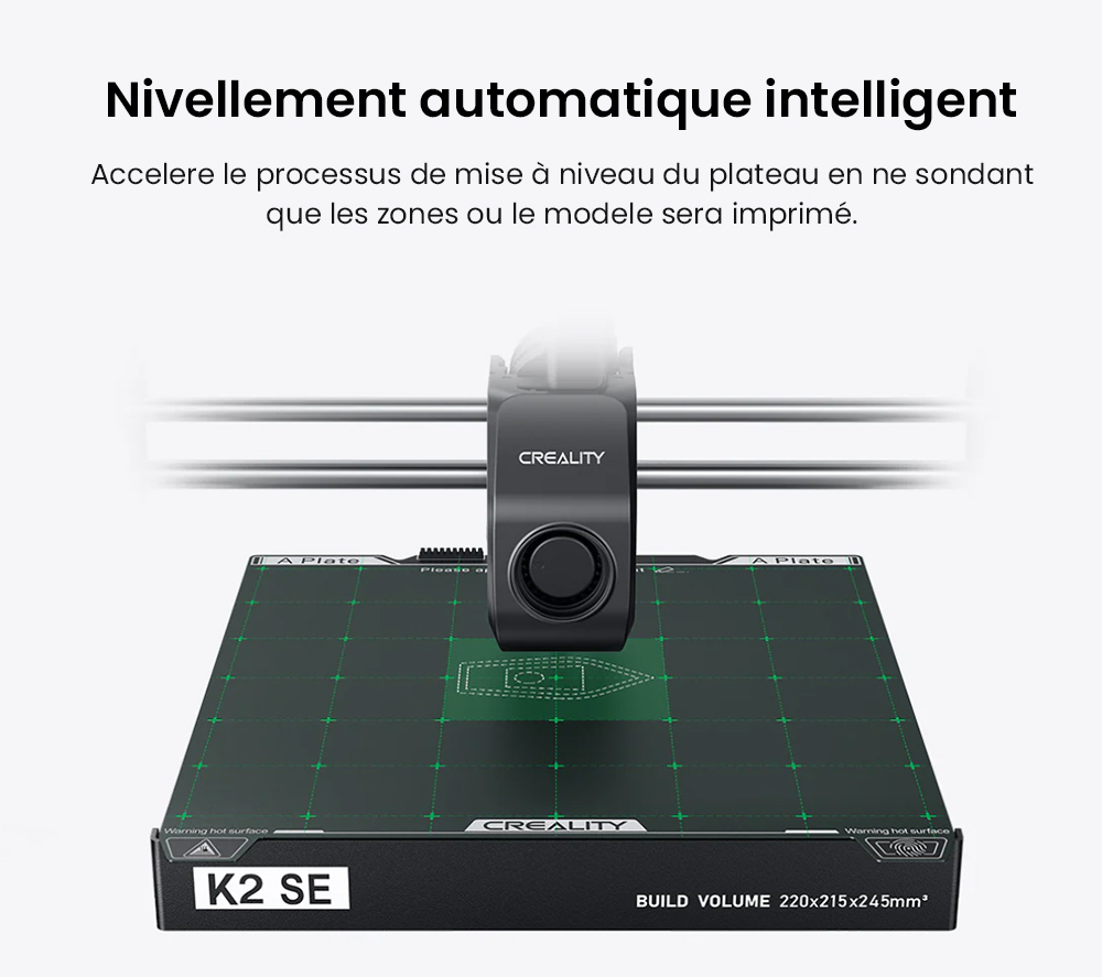 Creality K2 SE Combo Imprimante 3D avec Enceinte, Vitesse 500 mm/s, Pr&eacute;cision 0,1 mm, Volume de construction 220&times;215&times;245 mm, Nivellement automatique, Buse 300 &deg;C pour impression multi-mat&eacute;riaux
