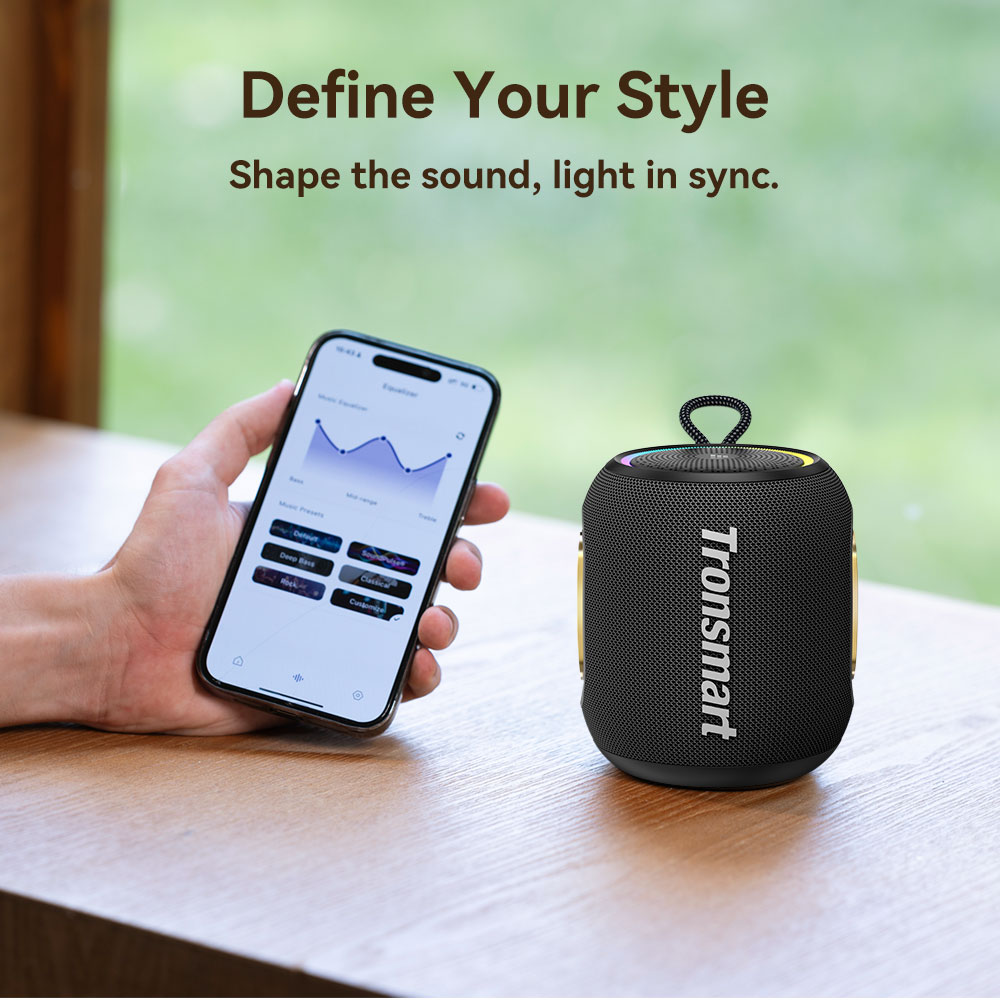 Tronsmart T8 Mini Portable Outdoor Speaker, 16W Output, Up to 20H of Battery Life, IPX7 Waterproof - Black