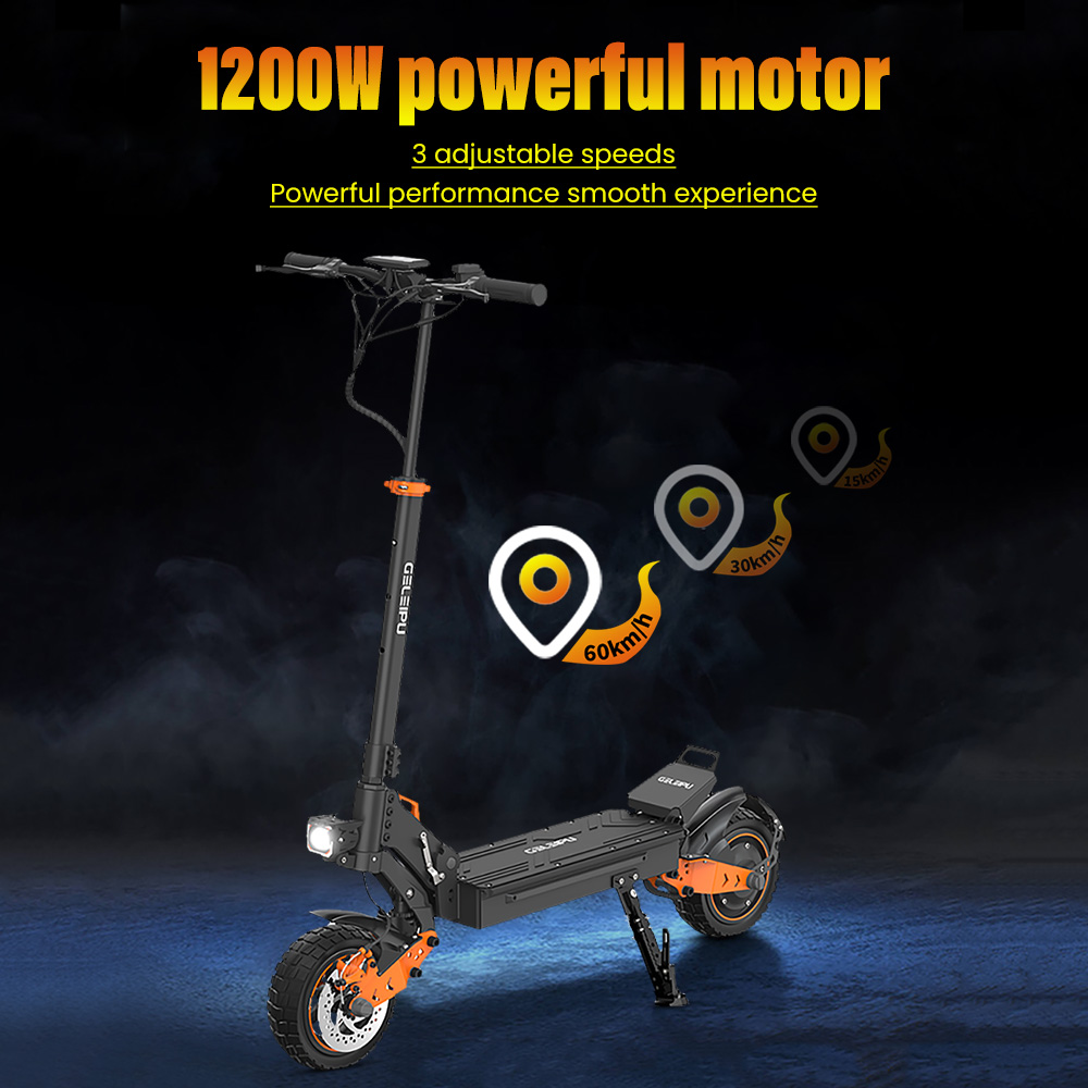 GELEIPU Z1 Elektroroller, 1200W Motor, 48V 20Ah Batterie, 10 Zoll Reifen, 60 km/h Höchstgeschwindigkeit, 60 km Reichweite, Vorder- und Hinterrad-Scheibenbremse, Vierarm-Stoßdämpfer