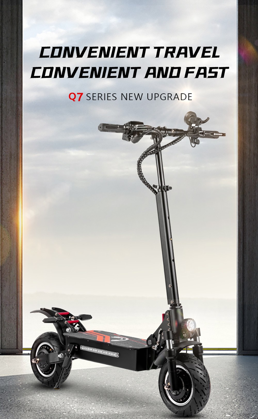 BOYUEDA Q7 Pro Electric Scooter, 2*1600W Motor, 52V 19AH Battery, 10-inch Tire, 70km/h Max Speed, 70km Range, Dual Hydraulic Disc Brakes, Front Hydraulic Shock Absorber & Rear Spring Shock Absorber, APP Control