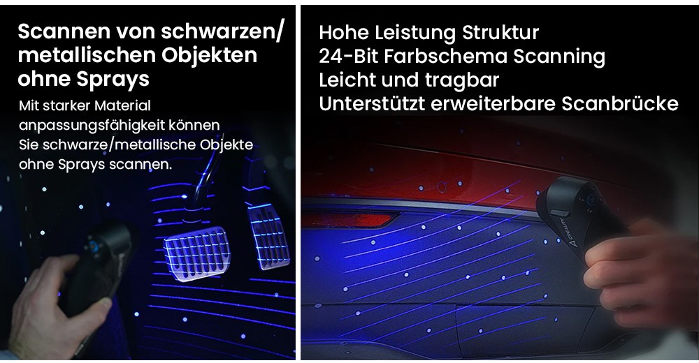 Creality Raptor Pro 3D-Scanner, 22+7 blauer Laser NIR, 60fps Scangeschwindigkeit, Objekte zwischen 5-4000mm, 24-Bit Vollfarbscan, 0,02mm Genauigkeit, Anti-Verwacklung