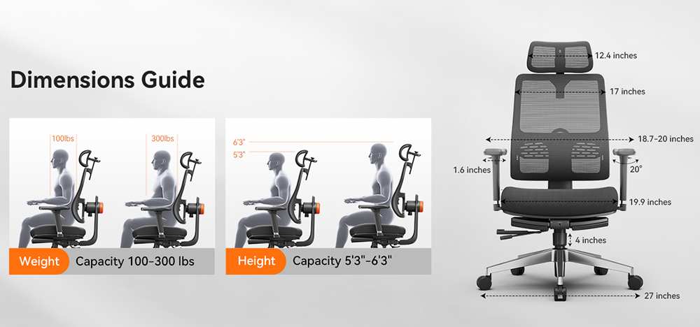 NEWTRAL MagicH-BPro Ergonomic Chair with Footrest, Auto-Following Backrest Headrest, Adaptive Lower Back Support, Adjustable Armrest, 3 Positions to Lock - Black