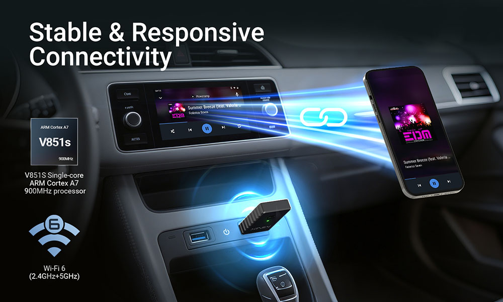 MINIX CA505 2 az 1-ben vezet&eacute;kes CP/AA - vezet&eacute;k n&eacute;lk&uuml;li adapter