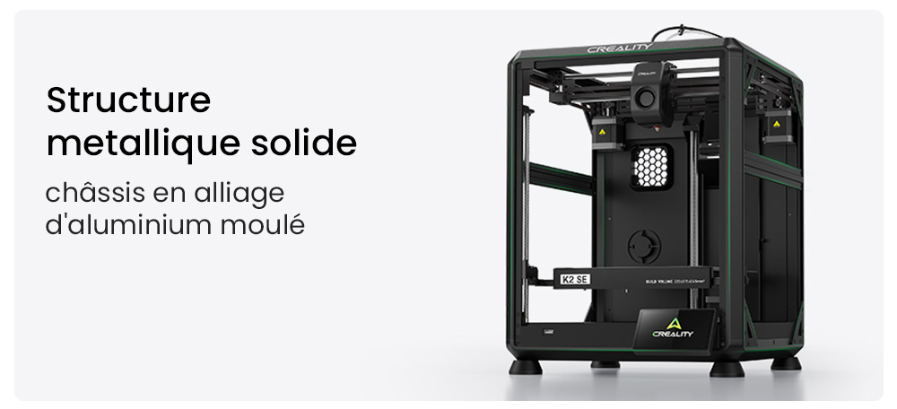 Creality K2 SE Combo Imprimante 3D avec Enceinte, Vitesse 500 mm/s, Pr&eacute;cision 0,1 mm, Volume de construction 220&times;215&times;245 mm, Nivellement automatique, Buse 300 &deg;C pour impression multi-mat&eacute;riaux