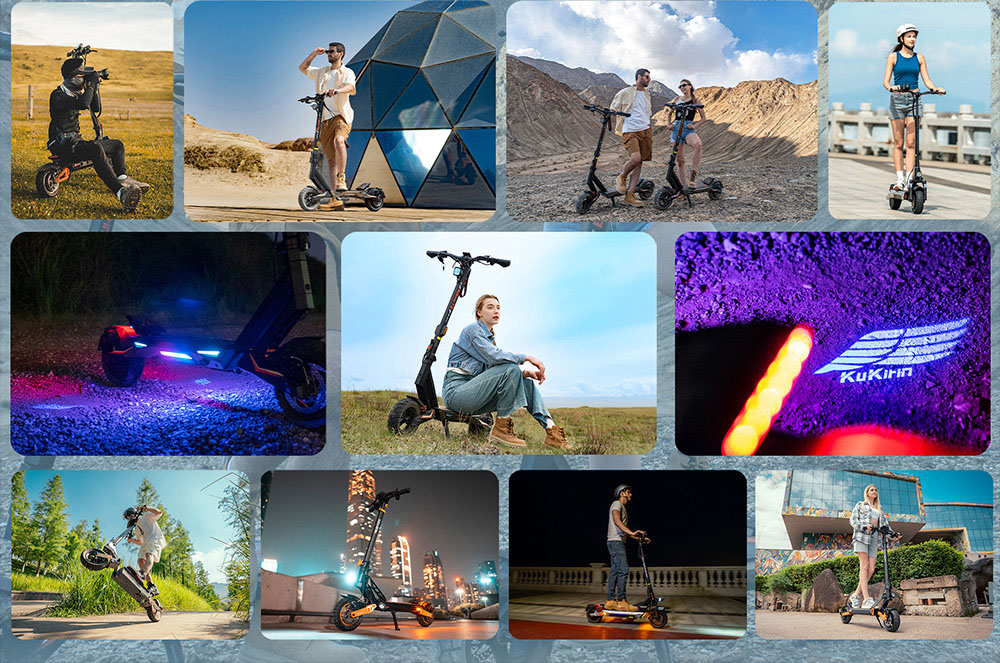 KuKirin T3 elektromos robogó, 800 W-os motor, 48 V 15,6 Ah akkumulátor, 10 hüvelykes gumik, 45 km/h maximális sebesség, 58 km hatótáv, első és hátsó tárcsafék, négykaros lengéscsillapító