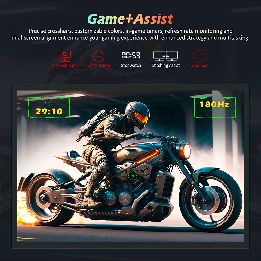 TITAN ARMY P2510G Gaming Monitor, 24.5'' 1920*1080 FAST IPS Screen, 180Hz Refresh Rate, HDR10, 99% sRGB, 1ms GTG, Adaptive Sync, Dynamic OD, Game Assist, 8 Scene Modes, Hardware Low Blue Light, Adjustable Tilt, VESA Mount, 1*HDMI2.0 1*DP1.4 1* Audio