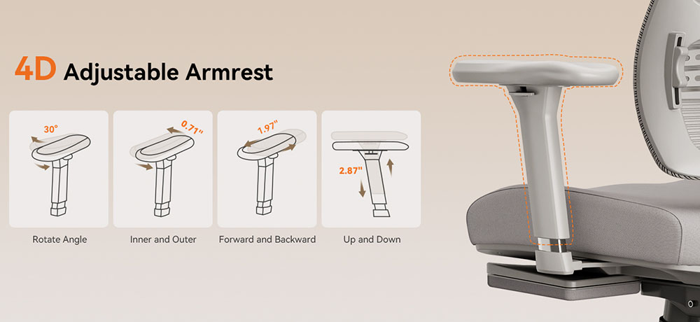 NEWTRAL MagicH-GPro Ergonomic Chair with Footrest + Detachable Workstation Desktop, Gray