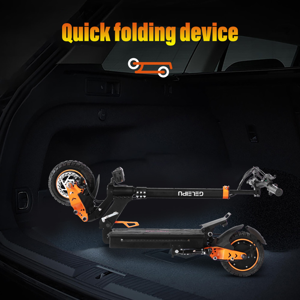 GELEIPU Z1 Elektroroller, 1200W Motor, 48V 20Ah Batterie, 10 Zoll Reifen, 60 km/h Höchstgeschwindigkeit, 60 km Reichweite, Vorder- und Hinterrad-Scheibenbremse, Vierarm-Stoßdämpfer