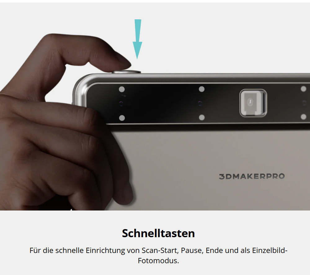 3DMakerpro Toucan Premium 3D-Scanner, 0,03mm Genauigkeit, Unabhängiges All-in-One, Dual FOV 135×185mm - 1000×750mm, 48MP Farbe, 6600mAh Akku, Wi-Fi 6