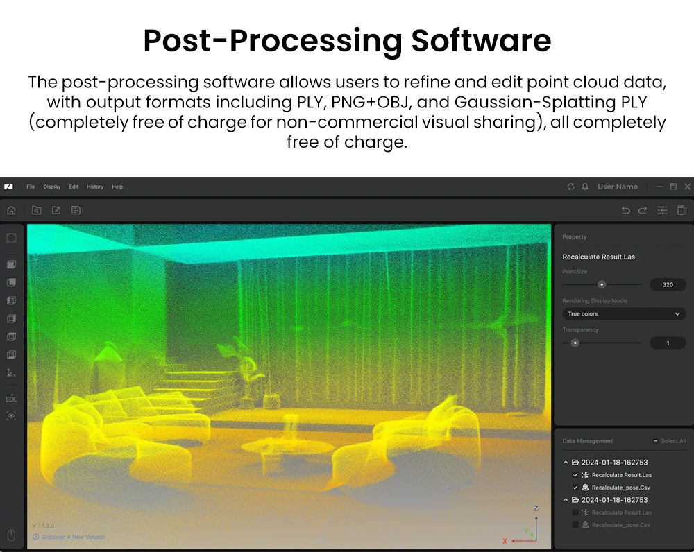 3DMakerpro Hawk LiDAR 3D Scanner, 1.5cm Precision, 484,000pts/s, 360&deg; &times; 63.5&deg; FOV, 80-140m Range, Dual 13MP Cameras, IP65 Metal Body, 12,000mAh Battery