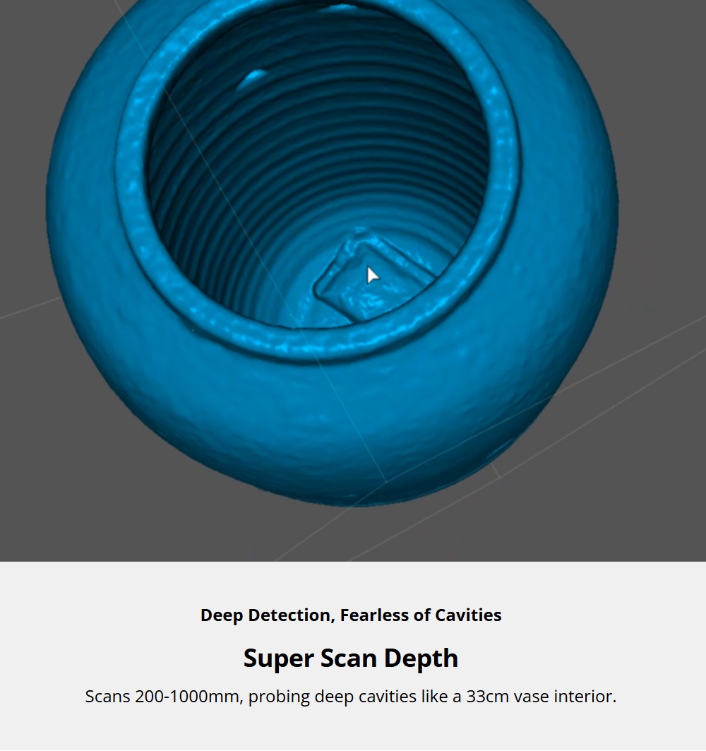 3DMakerpro Toucan Standard 3D Scanner, 0.03mm Accuracy, Standalone All-in-One, Dual FOV 135&times;185&ndash;1000&times;750mm, 48MP Color, 6600mAh Battery, Wi-Fi 6