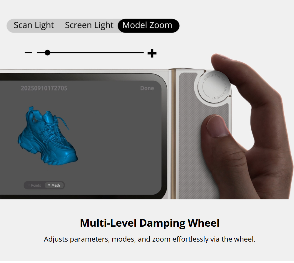 3DMakerpro Toucan Standard 3D Scanner, 0.03mm Accuracy, Standalone All-in-One, Dual FOV 135&times;185&ndash;1000&times;750mm, 48MP Color, 6600mAh Battery, Wi-Fi 6