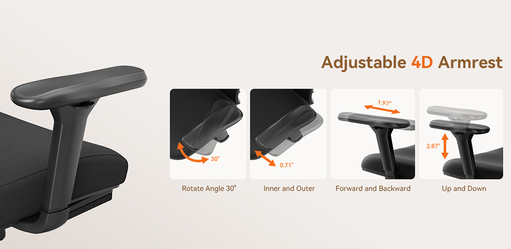 NEWTRAL MagicH-BP Ergonomischer Stuhl mit abnehmbarer Arbeitsplatte, automatischer Rückenlehne, adaptiver Unterstützung des unteren Rückens, verstellbarer Armlehnen-Kopfstütze – Schwarz
