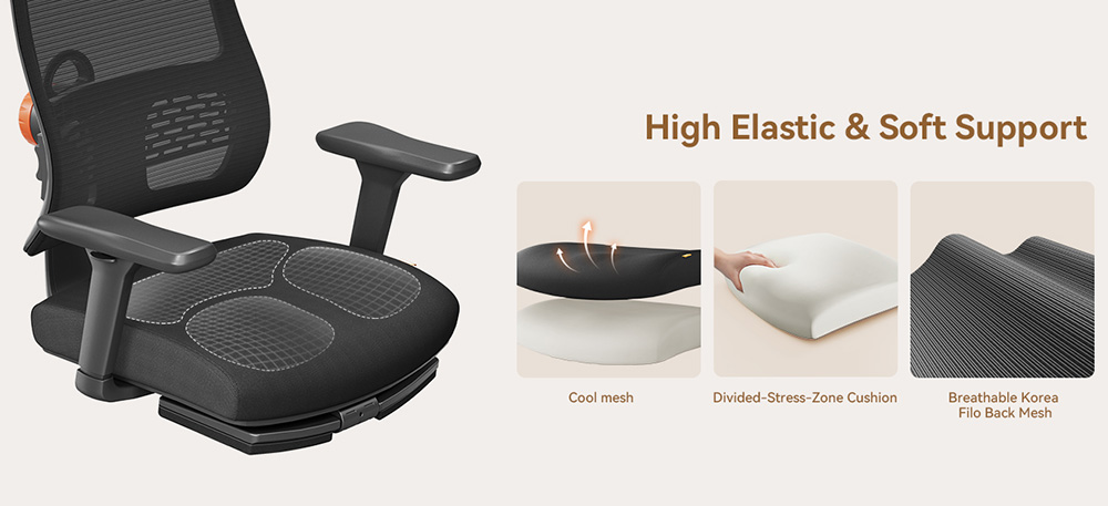 NEWTRAL MagicH-BP Ergonomischer Stuhl mit Fußstütze, automatischer Rückenlehne und adaptiver Unterstützung des unteren Rückens