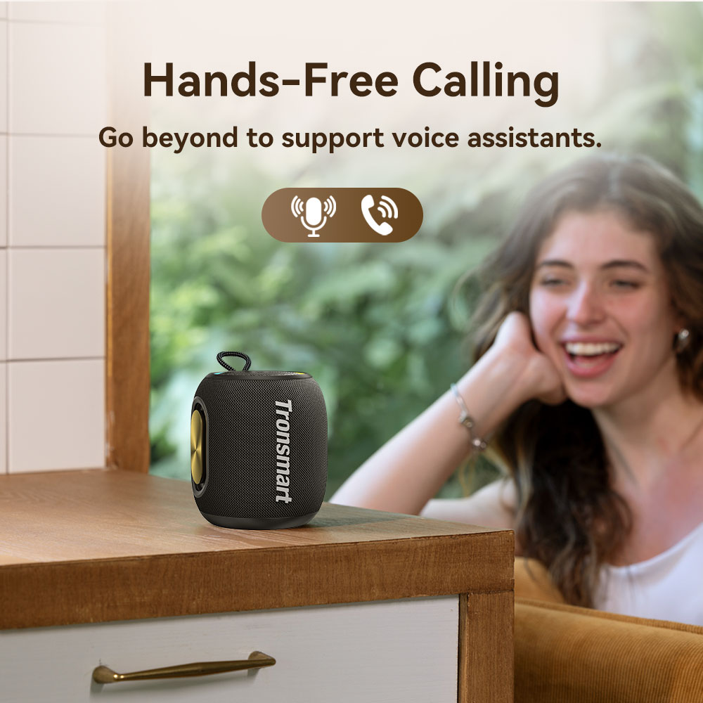 Tronsmart T8 Mini Portable Outdoor Speaker, 16W Output, Up to 20H of Battery Life, IPX7 Waterproof - Black