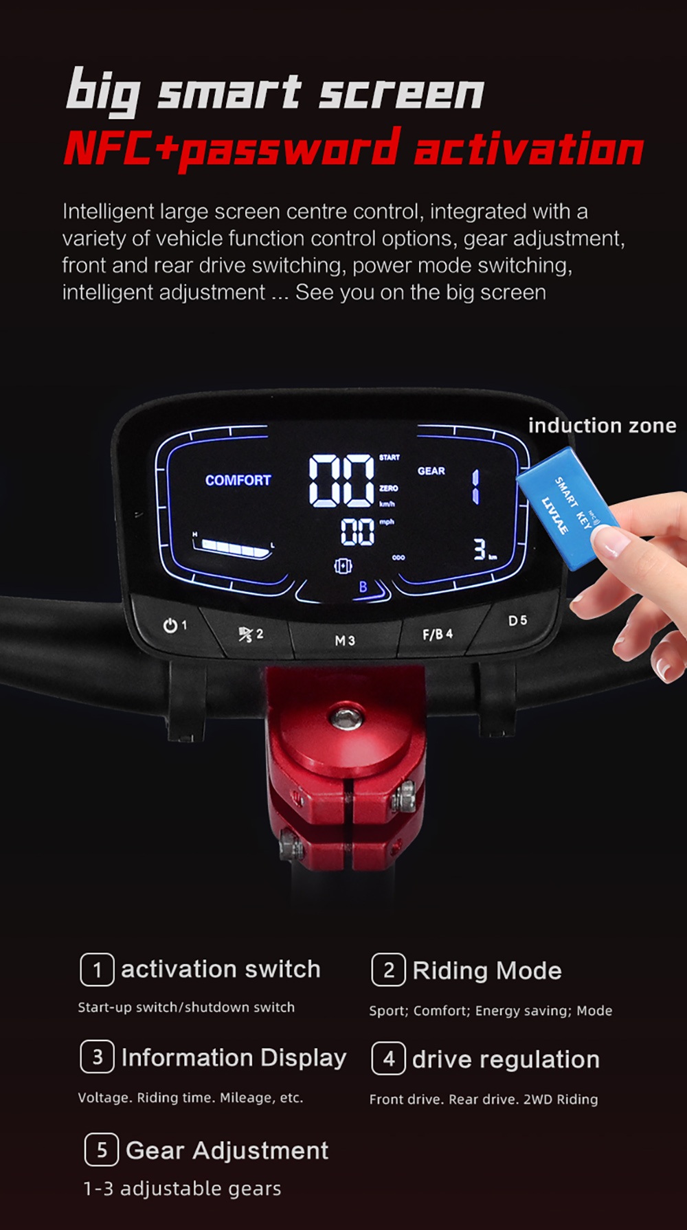 BOYUEDA S5-11 Elektroroller, 2 x 3000 W Motor, 60 V 38 Ah Akku, 11 Zoll Reifen, 85 km/h Höchstgeschwindigkeit, 120 km Reichweite, zwei hydraulische Scheibenbremsen, hydraulischer Stoßdämpfer, LCD-Display