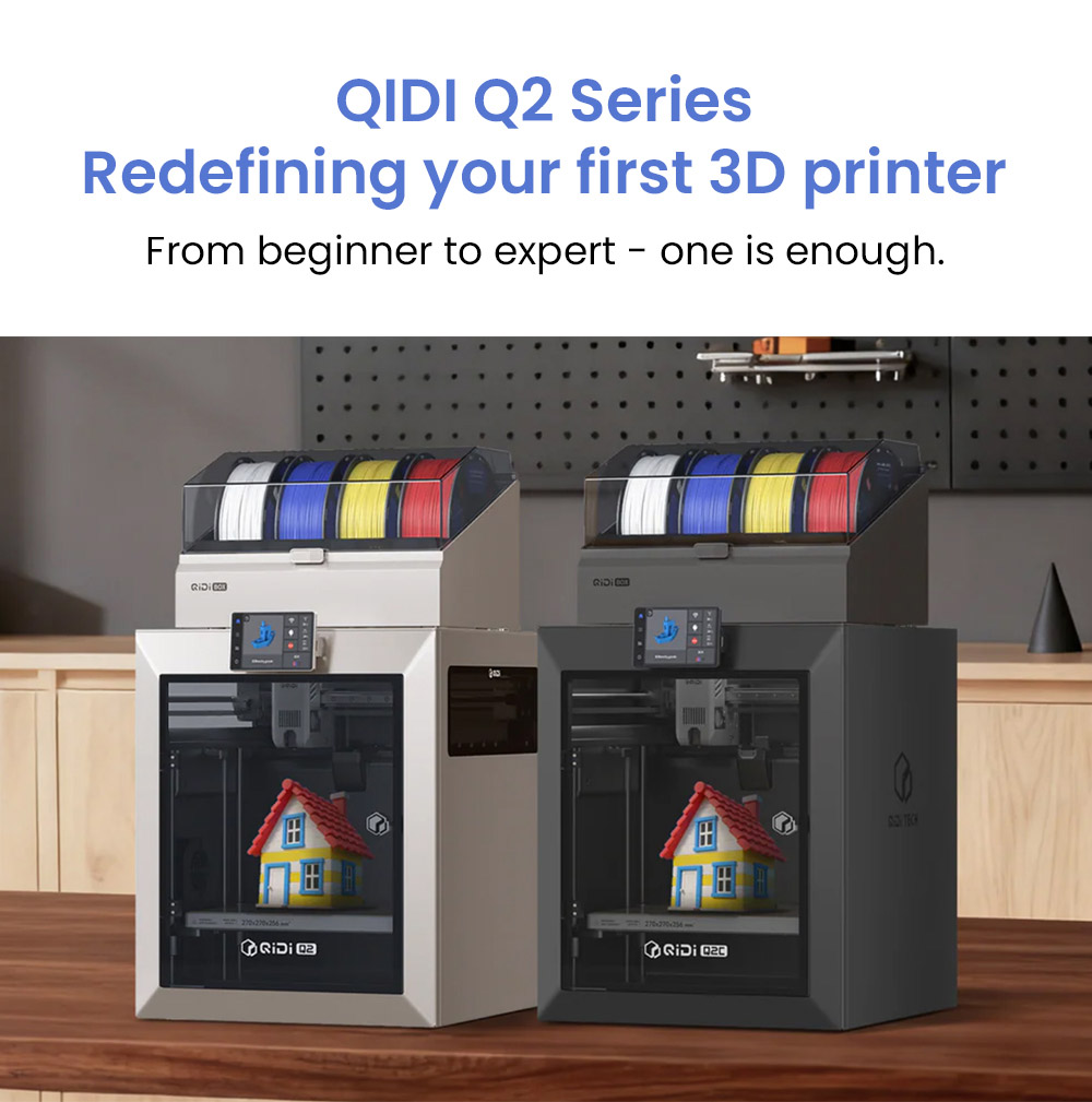 QIDI Q2C 3D-Drucker, 600mm/s Geschwindigkeit, 370 °C Vollmetall-Hotend, Multi-Material Druck, 270×270×256mm Bauvolumen, CoreXY-System, Automatische Nivellierung & PEI Magnetplatte