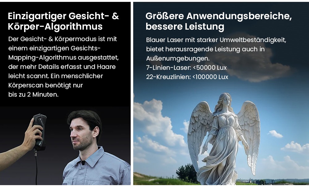 Creality Raptor Pro 3D-Scanner, 22+7 blauer Laser NIR, 60fps Scangeschwindigkeit, Objekte zwischen 5-4000mm, 24-Bit Vollfarbscan, 0,02mm Genauigkeit, Anti-Verwacklung