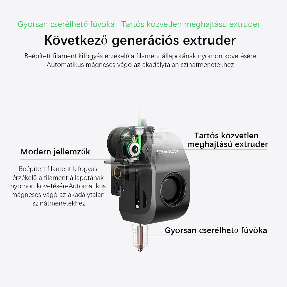 Creality K2 SE Combo 3D Nyomtat&oacute; H&aacute;zzal, 500 mm/s sebess&eacute;g, 0,1 mm pontoss&aacute;g, 220&times;215&times;245 mm &eacute;p&iacute;tőt&eacute;r, automatikus szintez&eacute;s, 300 &deg;C f&uacute;v&oacute;ka t&ouml;bbanyag&uacute; nyomtat&aacute;shoz