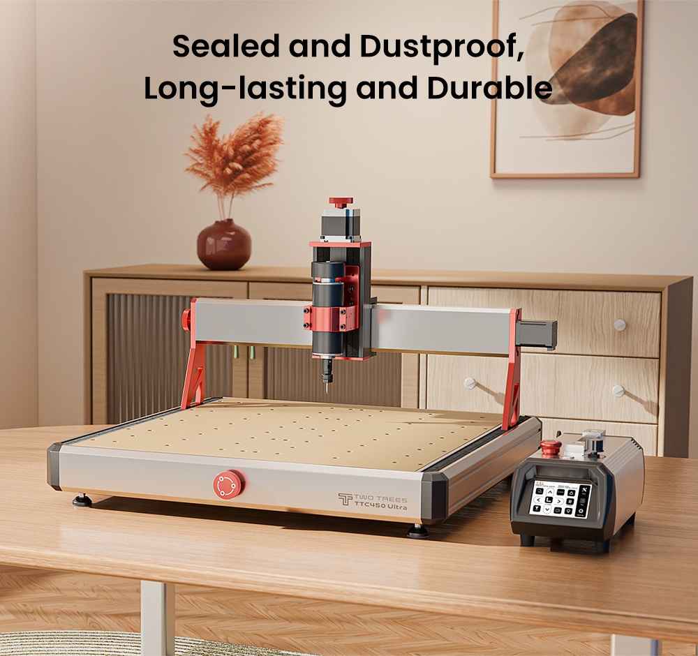 TWO TREES TTC450 Ultra CNC Router Machine, 500W Spindle, Dual CNC & Laser Modes, 0.05mm High Precision, 3.5" IPS Touch Screen, 460x460x100mm Working Area, Compatible with Metal/Acrylic/Wood