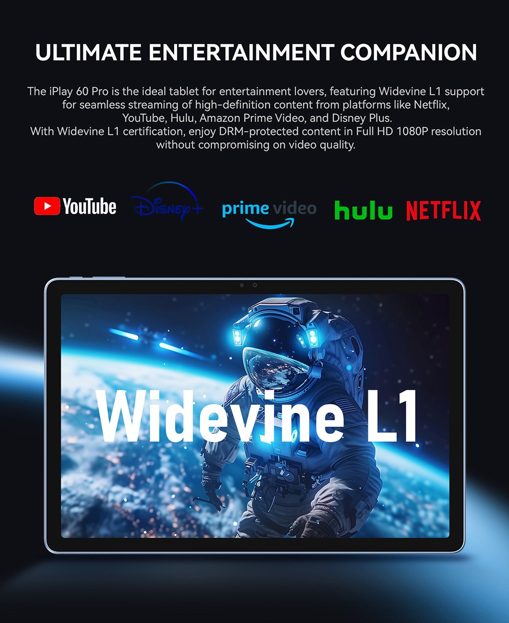 ALLDOCUBE iPlay 60 Pro Tablet, 10.95 inch 1920*1200 90Hz IPS Screen, Android 14, MediaTek G99 8 Cores, 6GB RAM 128GB ROM, Bluetooth 5.2, Widevine L1, Dual 4G LTE, GPS/Galileo/GLONASS/Beidou, 7000mAh Battery, 18W Fast Charging, Face Unlock