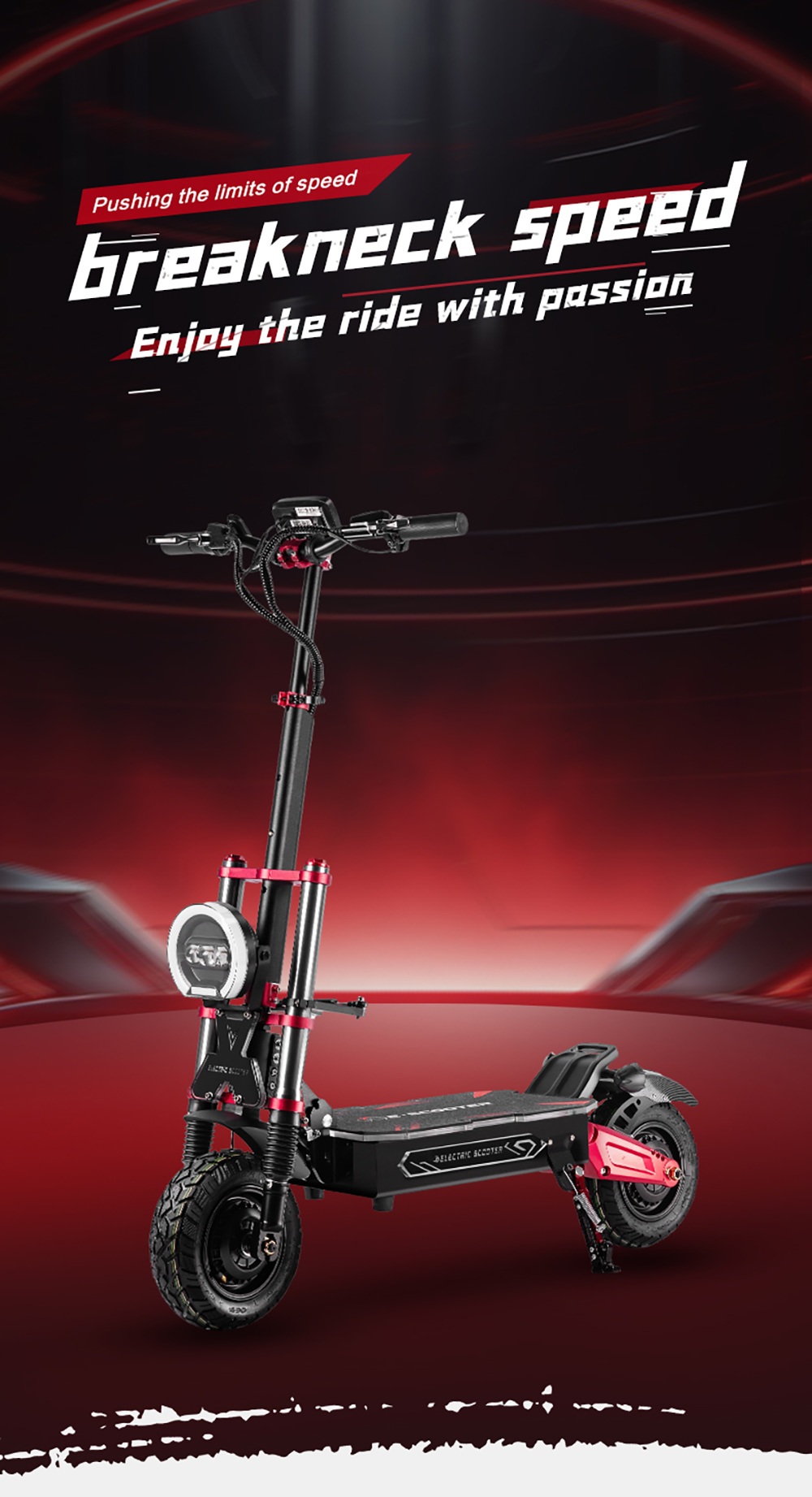 BOYUEDA S5-11 Elektroroller, 2 x 3000 W Motor, 60 V 38 Ah Akku, 11 Zoll Reifen, 85 km/h Höchstgeschwindigkeit, 120 km Reichweite, zwei hydraulische Scheibenbremsen, hydraulischer Stoßdämpfer, LCD-Display