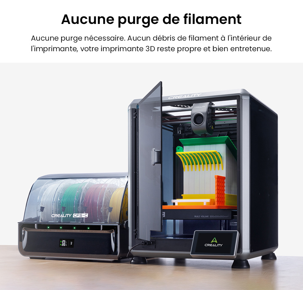 Creality CFS-C Système de Filament pour K1C / K1 Max / K1 / K1 SE, Jusqu'à 16 Couleurs, Coupe Automatique, Détection de Rupture & Surveillance en Temps Réel