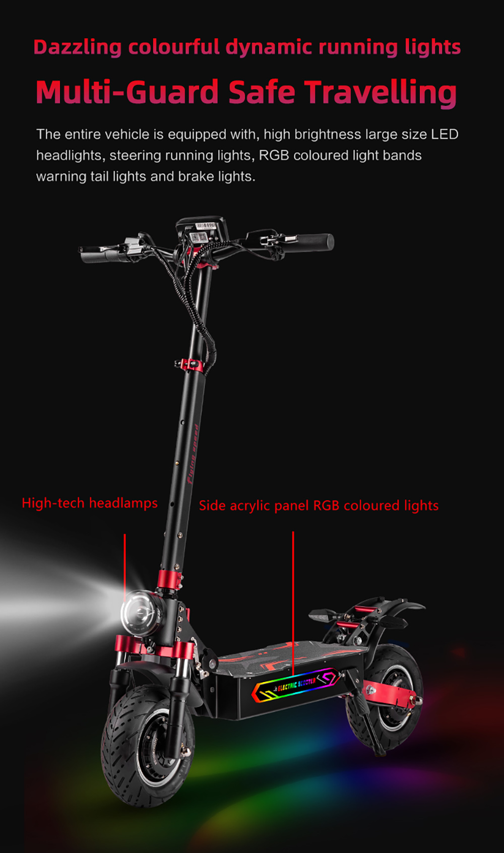 BOYUEDA Q7 Pro Max Trottinette électrique, moteur 1600 W x 2, batterie 52 V 28 Ah, pneu 10 pouces, vitesse maximale 70 km/h, autonomie 110 km, doubles freins à disque hydrauliques, amortisseur hydraulique avant et amortisseur à ressort arrière, écran LCD
