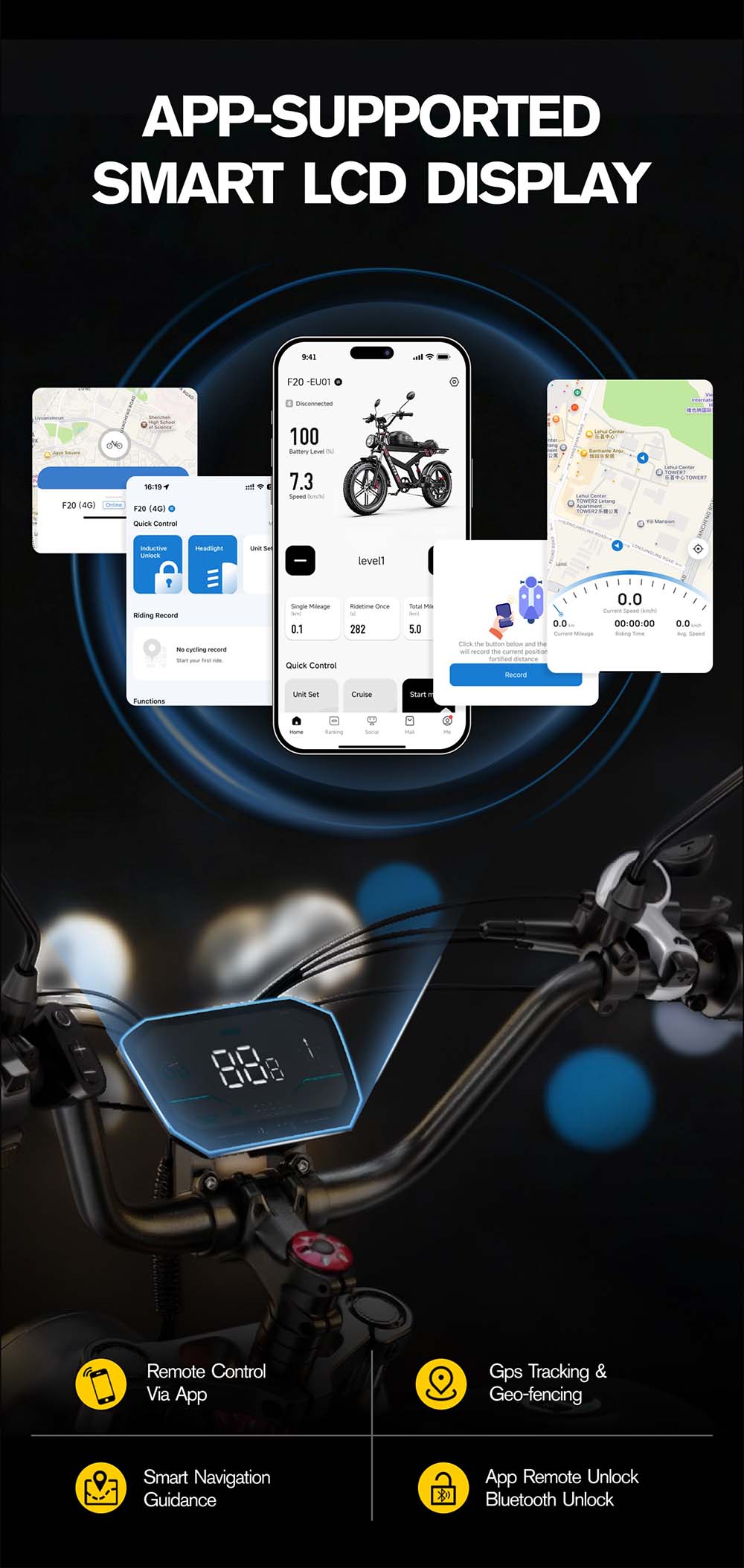 DUOTTS F20 Elektrofahrrad, 750-W-Motor, 52-V-27-Ah-Akku, 20 x 4,0 Zoll große dicke Reifen, 50 km/h Höchstgeschwindigkeit, 120 km Reichweite, Vollfederung, Federstoßdämpfung, hydraulische Scheibenbremsen