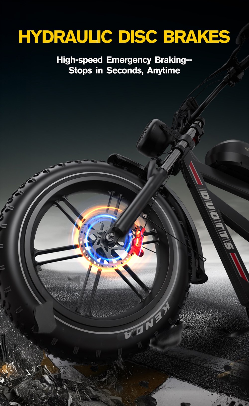 DUOTTS F20 Electric Bike 750W Motor 52V 27Ah Battery 20*4.0 Inch Fat Tire 50km/h Max Speed up to 120km Range with Full Suspension, Spring Shock Absorption, Hydraulic Disc Brakes - Black