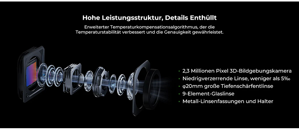 Creality Raptor Pro 3D-Scanner, 22+7 blauer Laser NIR, 60fps Scangeschwindigkeit, Objekte zwischen 5-4000mm, 24-Bit Vollfarbscan, 0,02mm Genauigkeit, Anti-Verwacklung