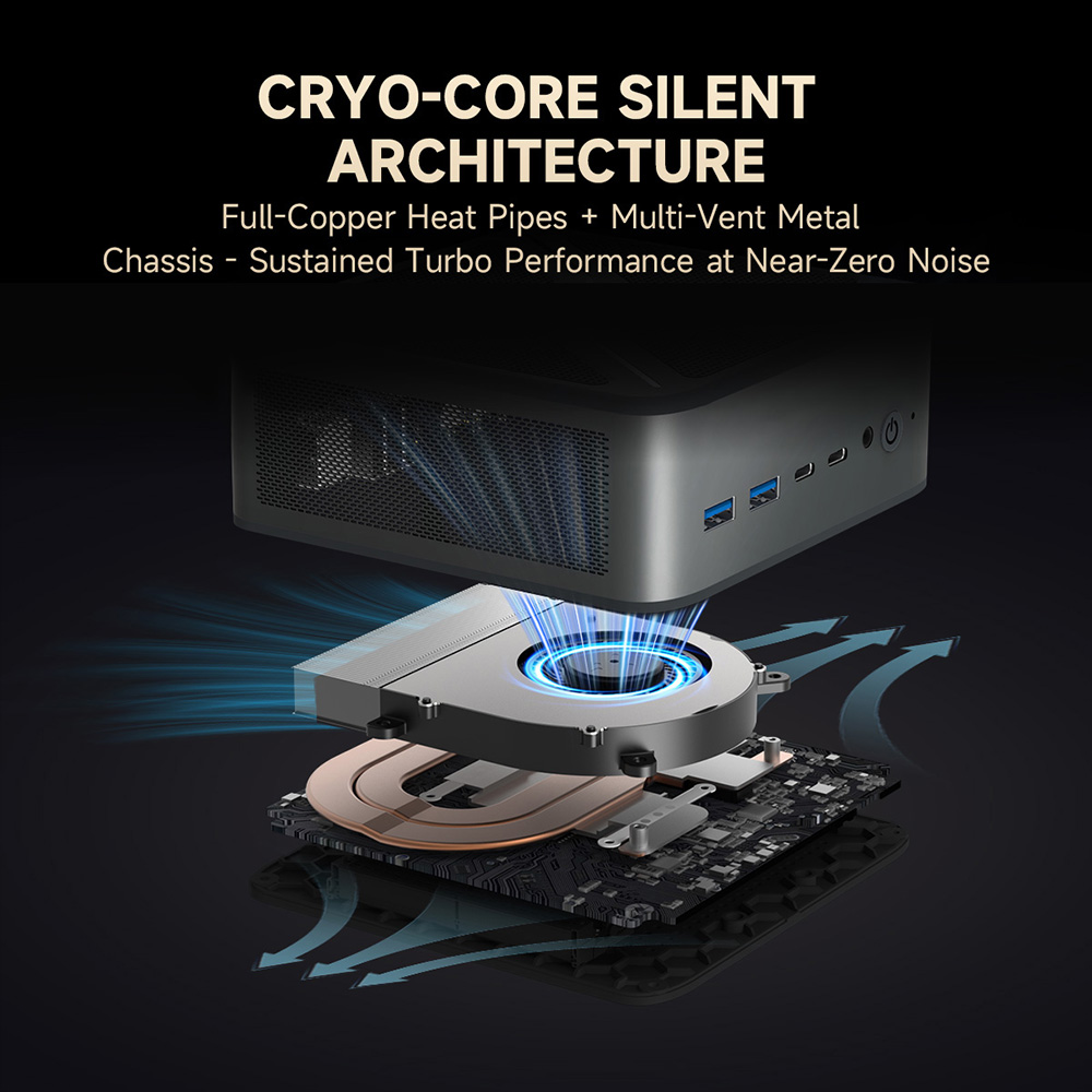 ALLIWAVA GH8 J&aacute;t&eacute;kos Mini PC, AMD Ryzen 9 8945HS 8 magos max. 5.2GHz, 32GB RAM 1TB SSD, HDMI+DP+USB4+USB-C n&eacute;gykijelzős, WiFi 6E Bluetooth 5.2, 2*USB3.0, 2*USB2.0, 2*2.5G RJ45, 1*Audio Jack