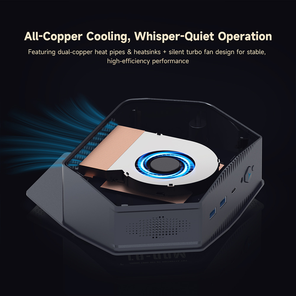 ALLIWAVA GH9 Mini PC, Intel Core i9-12900HK 14 mag, max. 5,0 GHz, 32 GB RAM, 1 TB SSD, Mini asztali sz&aacute;m&iacute;t&oacute;g&eacute;p, HDMI+USB-C+DP h&aacute;romkijelzős, WiFi 6, Bluetooth 5.0, 4*USB3.2, 2*2.5G RJ45, 1*Audio Jack