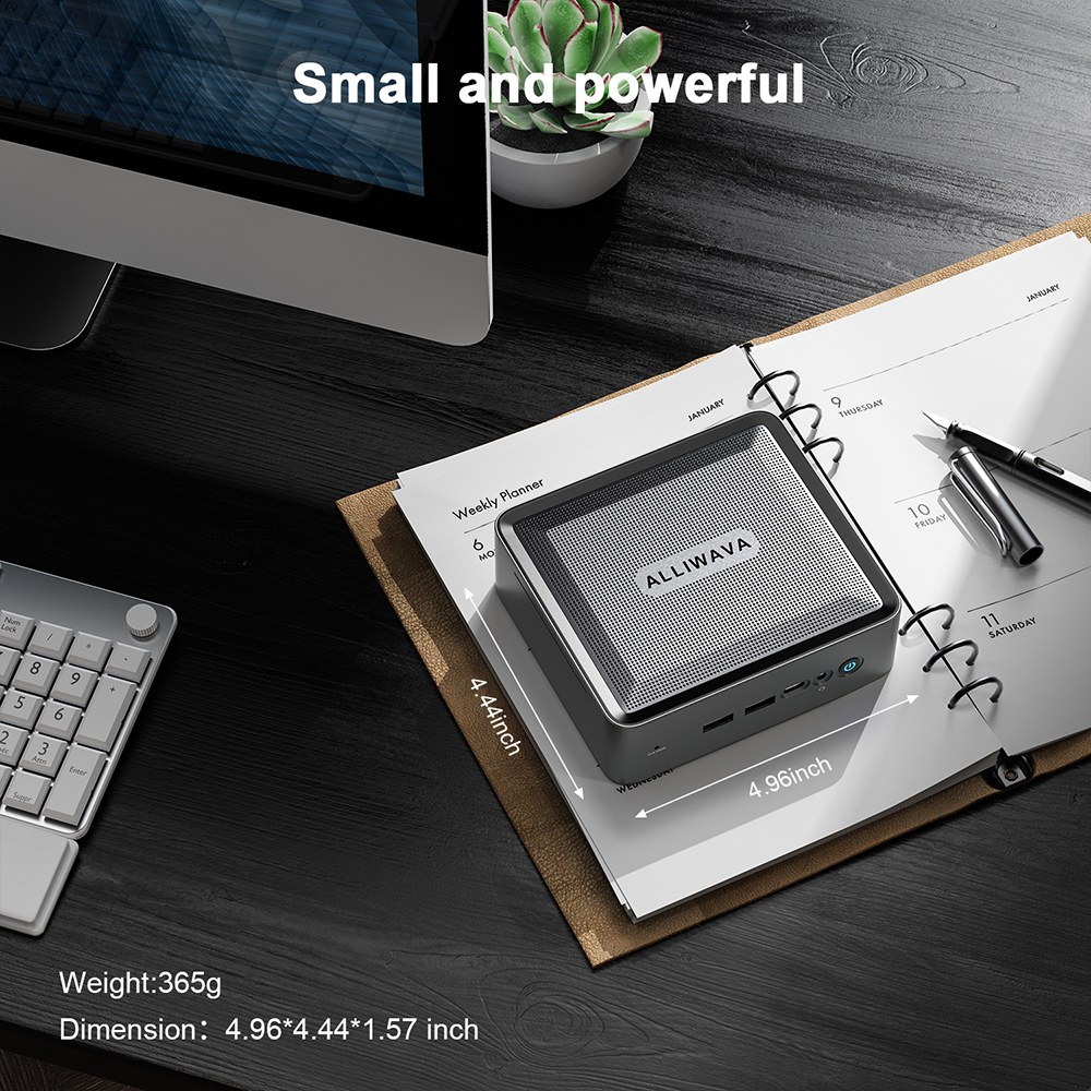 ALLIWAVA U58 Mini PC, AMD Ryzen 7 5825U 8 Cores Max 4.5GHz, 32GB RAM 512GB SSD, 2*HDMI+USB-C 4K@60Hz Three Screen Display, WiFi 6E Bluetooth 5.2, 2*USB3.0, 2*USB2.0, 1*RJ45, 1*Audio Jack