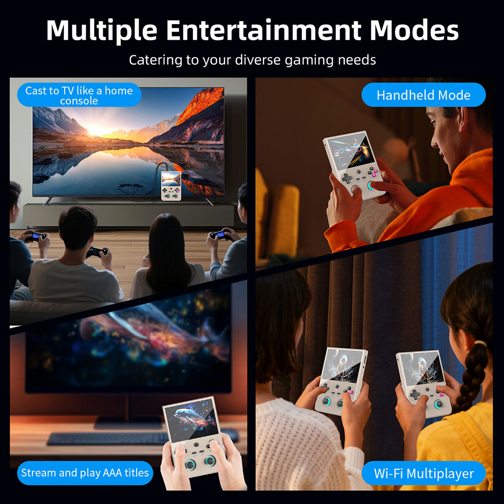 ANBERNIC RG477V Game Console, 256GB TF Card, 8GB RAM 128GB Storage, 4.7 inch 1280*960 120Hz Screen, Dimensity 8300 Octa-core, WiFi 6E Bluetooth 5.3, 8 Hours Battery Life - Grey