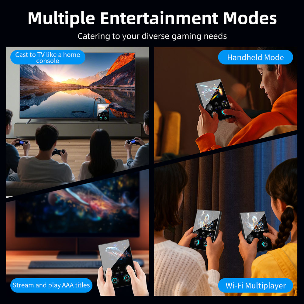 ANBERNIC RG477V Game Console, 12GB RAM 256GB Storage, 4.7 inch 1280*960 120Hz Screen, Dimensity 8300 Octa-core, WiFi 6E Bluetooth 5.3, 8 Hours Battery Life - Black