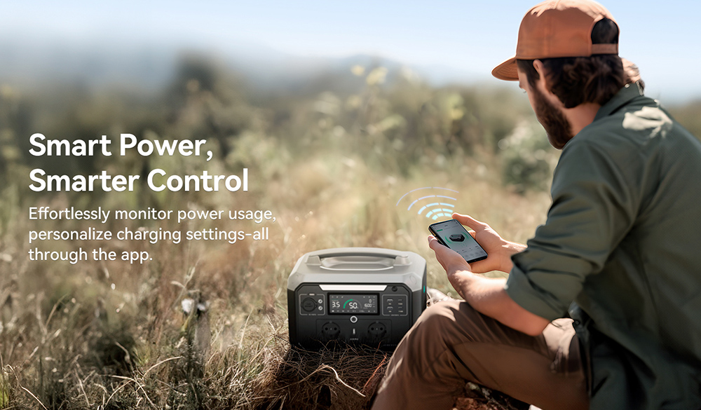 Refurbished Ampace P600 Pro Portable Power Station, 584Wh LiFePO4 Battery, 2000 Cycles, APP Control, 600W Solar Generator for Outdoor Camping, RVs, Home Use, 9 Output Ports