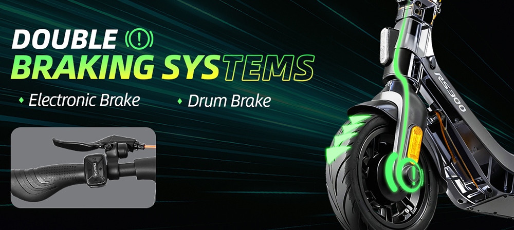 CUNFON RS300 Elektroroller, 500-W-Motor, 36-V-10,4-Ah-Akku, 10-Zoll-Reifen, 30 km/h H&ouml;chstgeschwindigkeit, 40 km Reichweite, Trommelbremse + elektronische Bremse, App-Steuerung