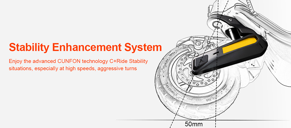 CUNFON RS500 Elektroroller, ABE-zertifiziert, 500-W-Motor, 48-V-13-Ah-Akku, 9,5-Zoll-Reifen, 40 km/h H&ouml;chstgeschwindigkeit, 40 km Reichweite, Scheibenbremsen vorne und hinten, App-Steuerung