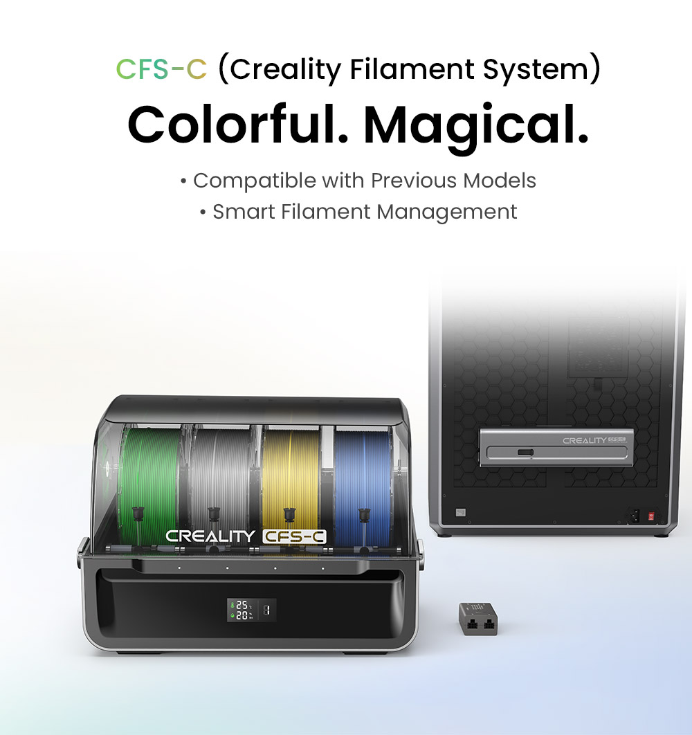 Creality CFS-C Filament System for K1C / K1 Max / K1 / K1 SE, Up to 16 Colors, Auto Cutting, Run-Out Detection & Real-Time Monitoring