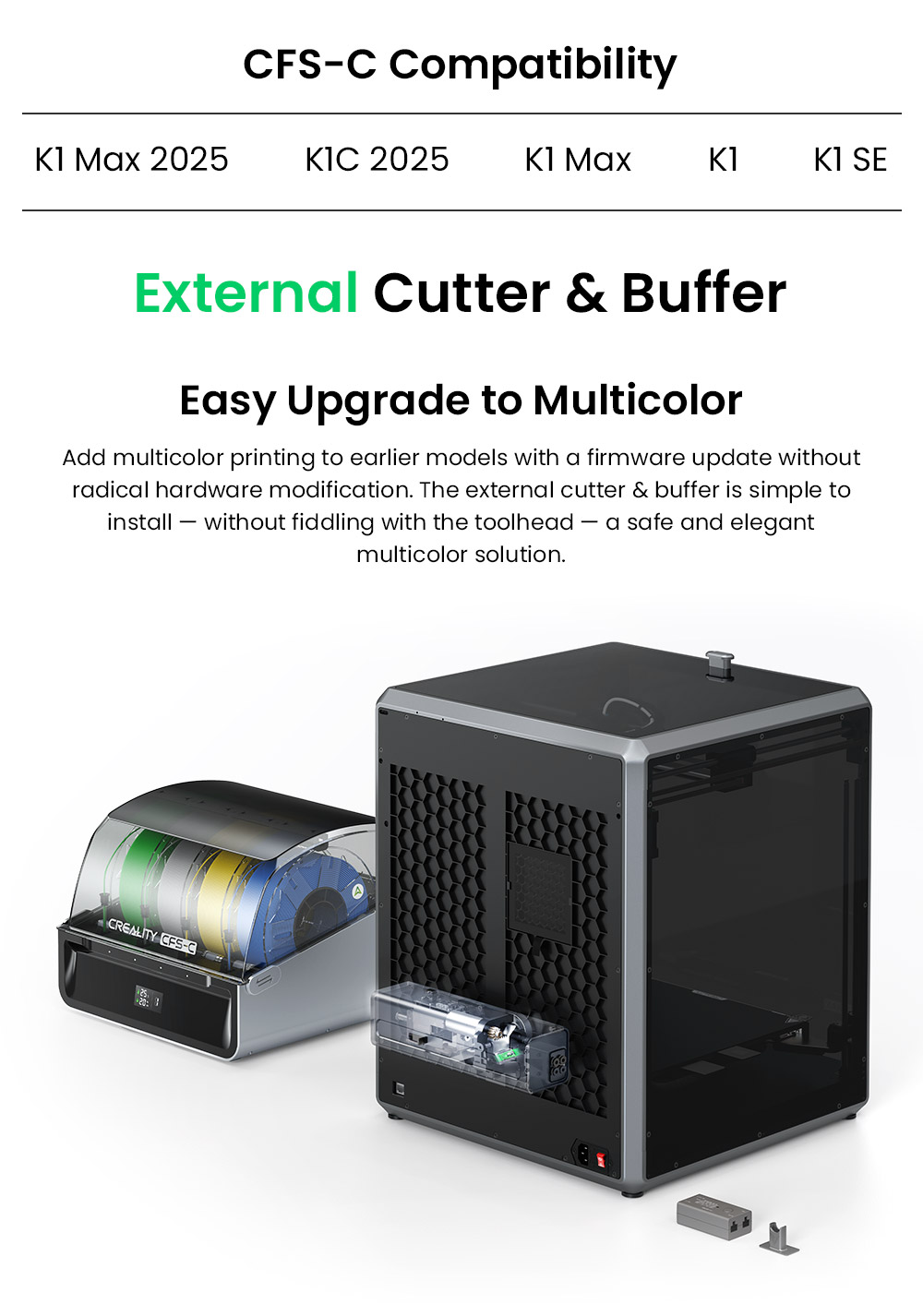 Creality CFS-C Filament System for K1C / K1 Max / K1 / K1 SE, Up to 16 Colors, Auto Cutting, Run-Out Detection & Real-Time Monitoring