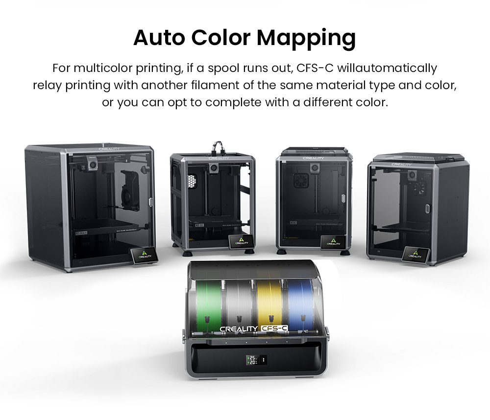 Creality CFS-C Filament System for K1C / K1 Max / K1 / K1 SE, Up to 16 Colors, Auto Cutting, Run-Out Detection & Real-Time Monitoring