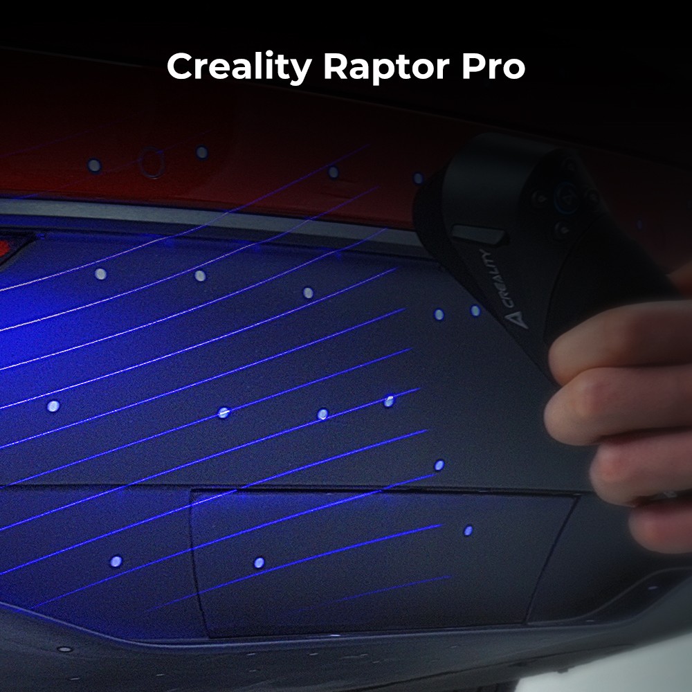Refurbished Creality Raptor Pro 3D Scanner, 22+7 Blue Laser NIR, 60fps Scanning Speed, Objects Between 5-4000mm, 24-bit Full-Color Scan, 0.02mm Accuracy, Anti-shaking