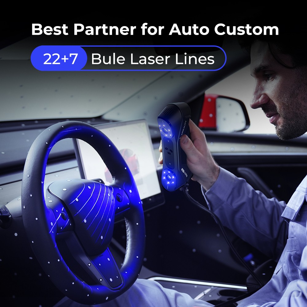 Refurbished Creality Raptor Pro 3D Scanner, 22+7 Blue Laser NIR, 60fps Scanning Speed, Objects Between 5-4000mm, 24-bit Full-Color Scan, 0.02mm Accuracy, Anti-shaking