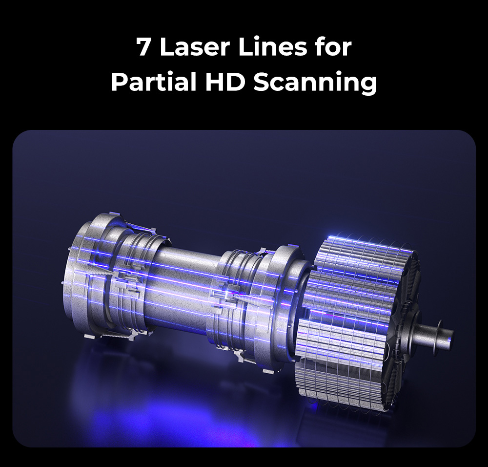 Refurbished Creality Raptor Pro 3D Scanner, 22+7 Blue Laser NIR, 60fps Scanning Speed, Objects Between 5-4000mm, 24-bit Full-Color Scan, 0.02mm Accuracy, Anti-shaking