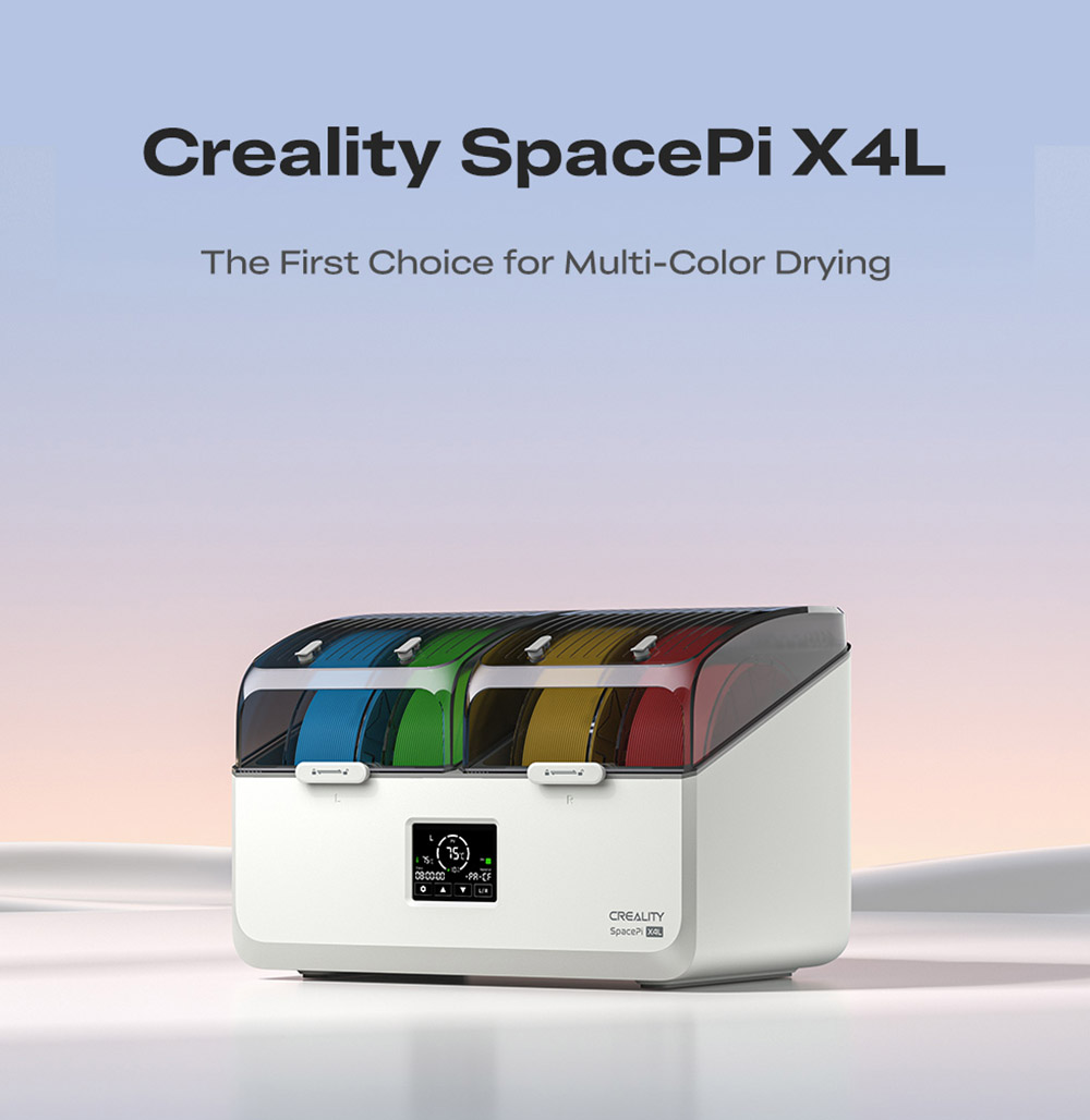 Creality SpacePi X4L Filament Dryer, 4-Spool, Dual Heating Chambers, LCD Touchscreen & Moisture-Proof Sealing, for PLA, PETG & Multi-Material Filaments