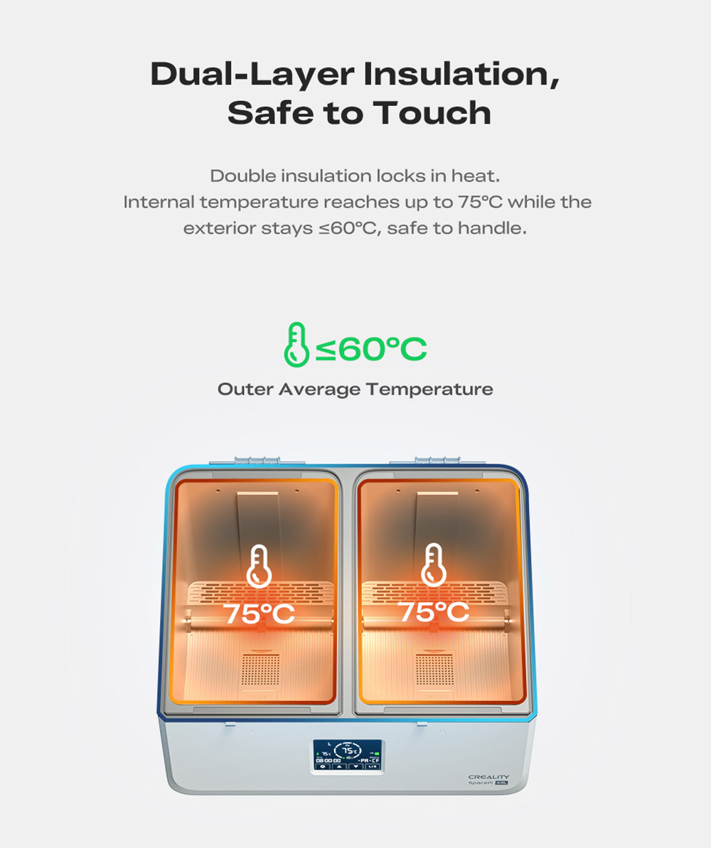 Creality SpacePi X4L Filament Dryer, 4-Spool, Dual Heating Chambers, LCD Touchscreen & Moisture-Proof Sealing, for PLA, PETG & Multi-Material Filaments