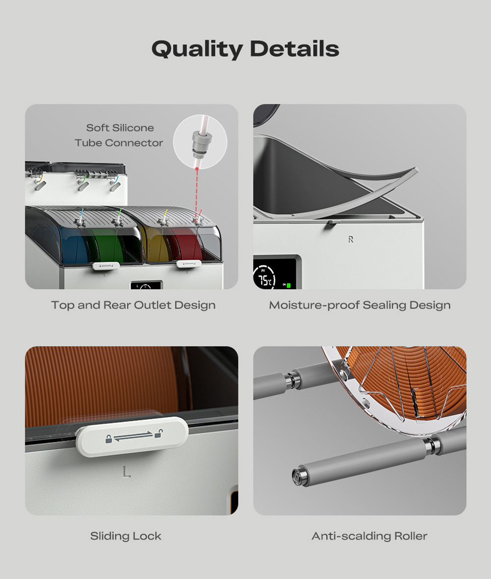 Creality SpacePi X4L Filament Dryer, 4-Spool, Dual Heating Chambers, LCD Touchscreen & Moisture-Proof Sealing, for PLA, PETG & Multi-Material Filaments
