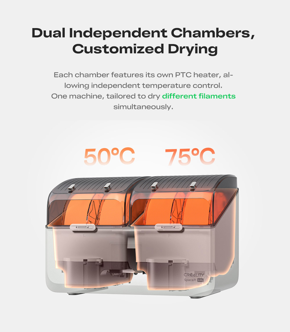 Creality SpacePi X4L Filament Dryer, 4-Spool, Dual Heating Chambers, LCD Touchscreen & Moisture-Proof Sealing, for PLA, PETG & Multi-Material Filaments